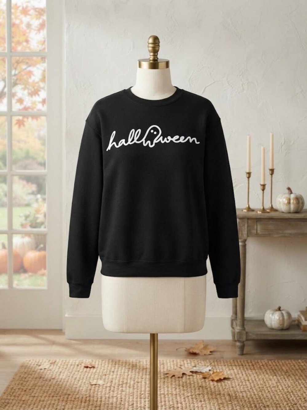 Halloween cozy wear crewneck sweatshirt long sleeve ghost